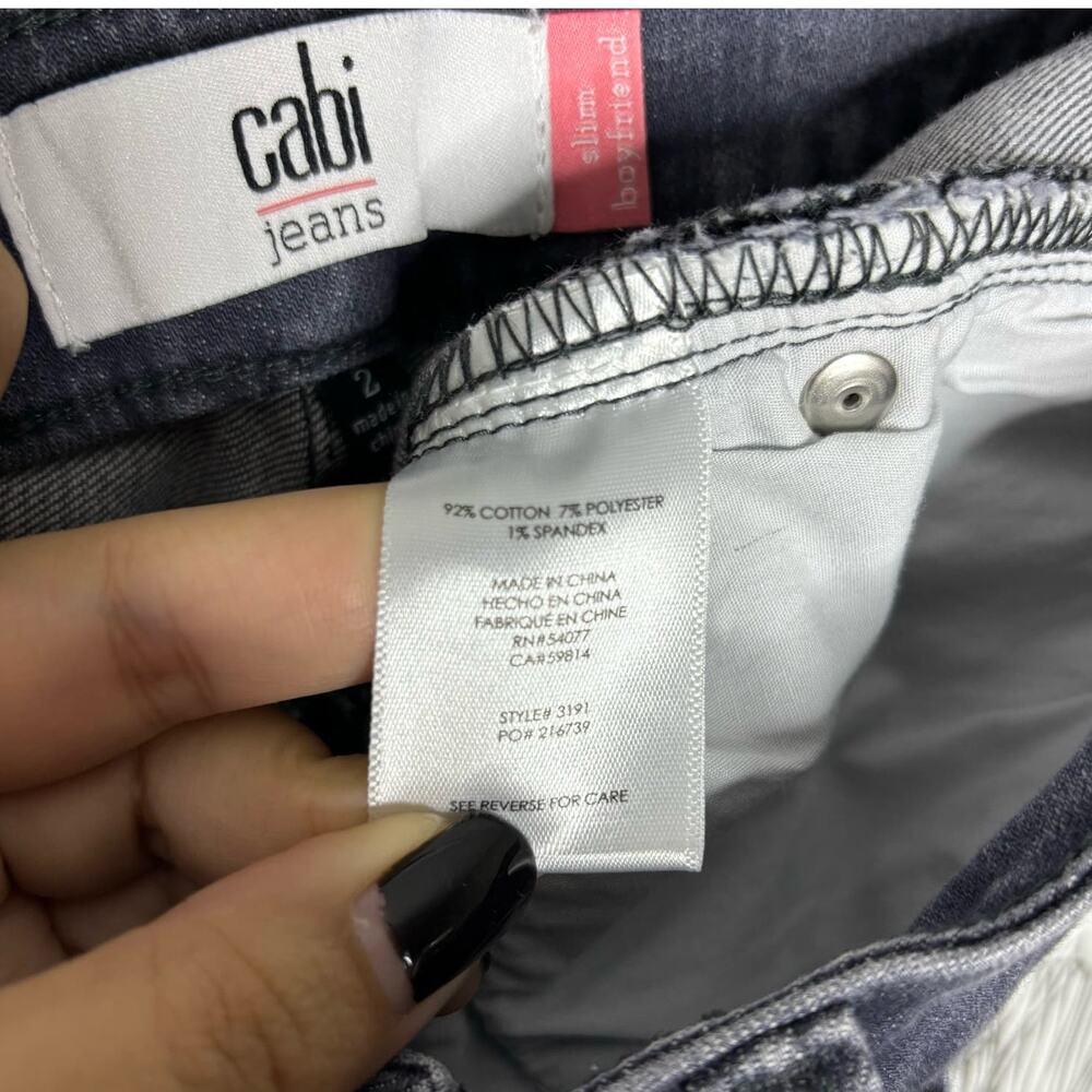Cabi Gray Mid-Rise Slim Boyfriend Jeans Women's Size: 2 - Picture 3 of 6